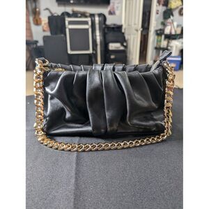 Madison West Black Leather Shoulder Bag